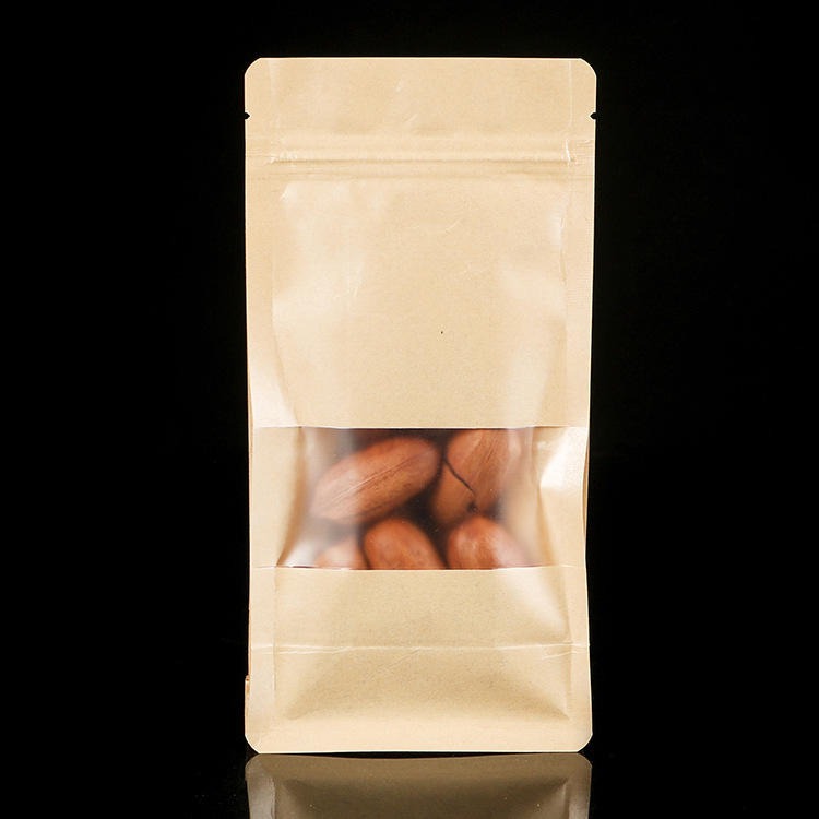 开窗自立纸袋牛皮纸包装袋食品包装干果包装袋杂粮包装袋图片