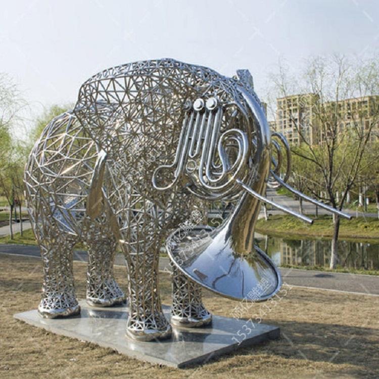 万硕 大象不锈钢雕塑  镂空不锈钢雕塑   大型动物雕塑 金属象雕塑  定制