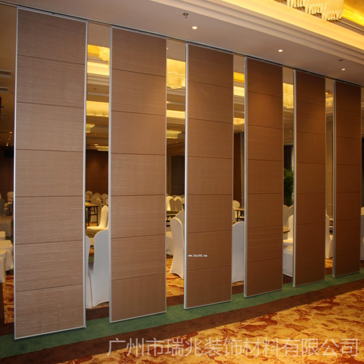 酒店活动隔墙可折叠隔断移动推拉屏风中式隔音会议室旋转玻璃门