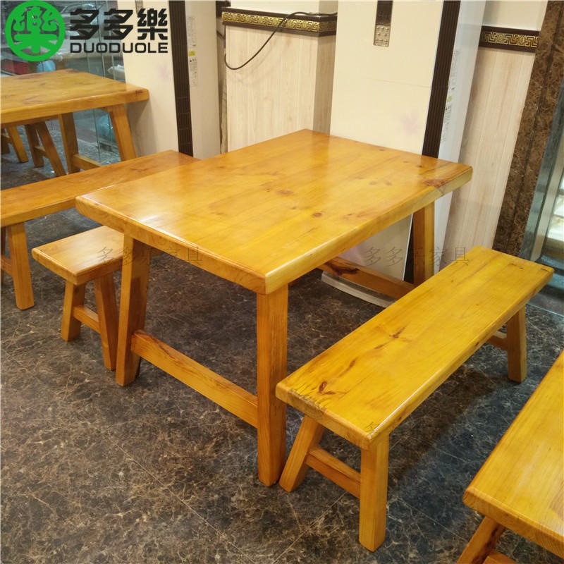 松木餐桌板凳 烧烤店餐桌椅 木屋烧烤同款餐桌椅 餐饮实木餐桌