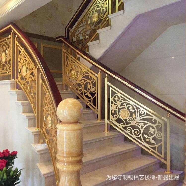 汕尾酒店会所铜艺楼梯护栏趋向欧式效果图