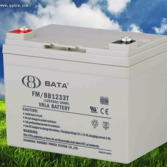 BATA鸿贝蓄电池FM/BB1233T 鸿贝12V33AH 铅酸免维护蓄电池 消防基站太阳能UPS直流屏