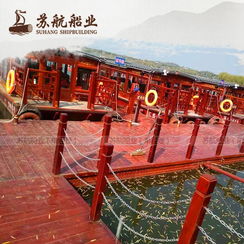 景区游船码头 防腐木浮桥 水上平台浮动码头图片