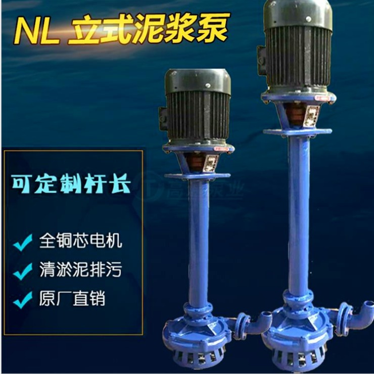 NL泥浆泵抽粪泵 立式淤泥杆泵 三相380v带铰刀鱼塘化粪池污水图片