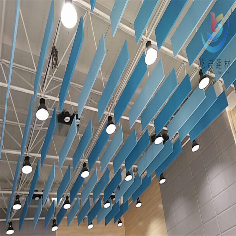 屹晟建材玻纤吸音天花 玻纤复合吸音板吊顶 装饰材料悬挂吸声体白色玻纤吸音板
