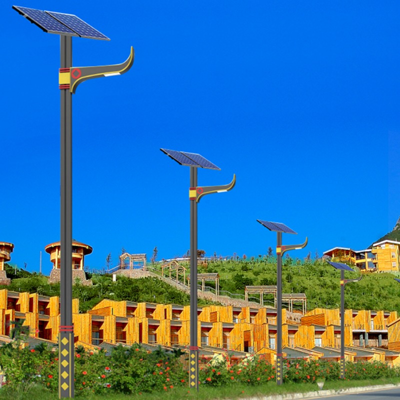 新农村建设6m太阳能路灯 民族风特色太阳能路灯杆 鑫永虹厂家直供图片