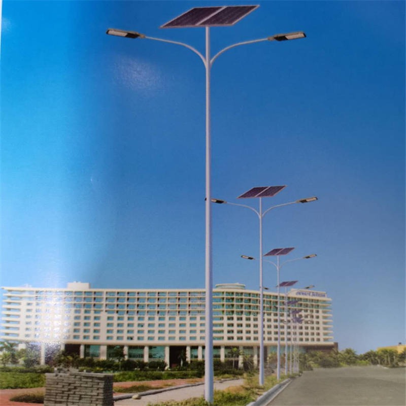 新余道路6米太阳能路灯照明 双头高低头路灯照明批发 锂电池太阳能灯