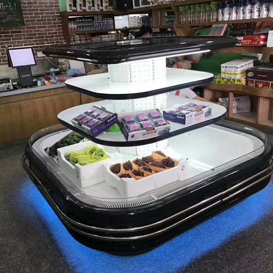 德州市水果保鲜柜 鲜花展示柜 风幕柜 超市冷柜 八角环岛柜  熟食柜  工厂直销 支持定制 未来雪-WLX-HD-177