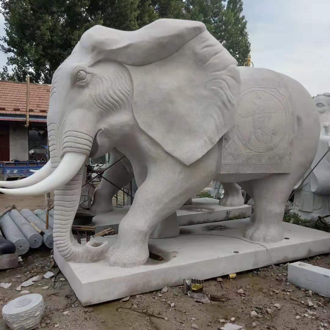 公司门口大象雕塑 园林仿古一对象 富祥 景区天然石头雕刻大象石雕 天然石材枫叶红石雕大象图片