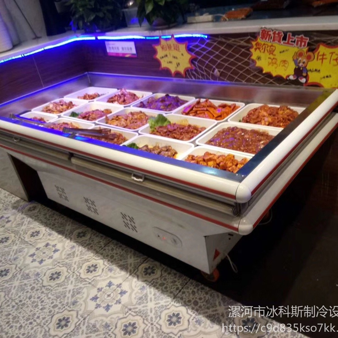 衢州自助餐店保鲜柜，新型不锈钢自助餐冷柜，自助餐上面开槽的点菜柜 未来雪冷柜 WLX-ZZC-14图片