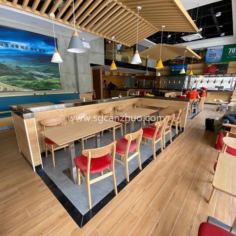 桂林米粉店 快餐桌椅靠墙 工地食堂餐桌椅 上海卡座沙发 尚邑家具ST-2045