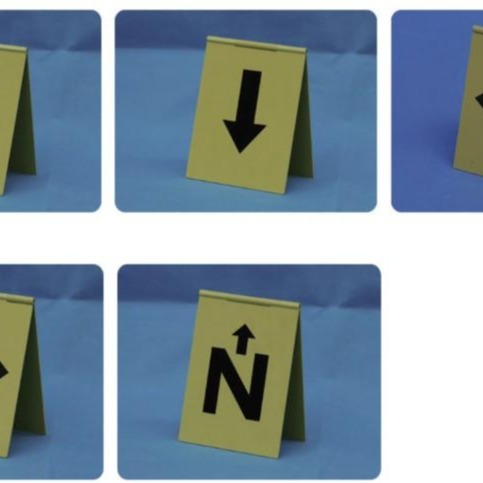 合页式黄色塑料物证牌(上下左右北)折叠黄色物证牌，物证标记牌
