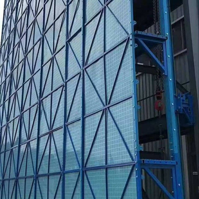 外架建筑爬架网 蓝色冲孔板安全防护网 高空作业钢笆片图片