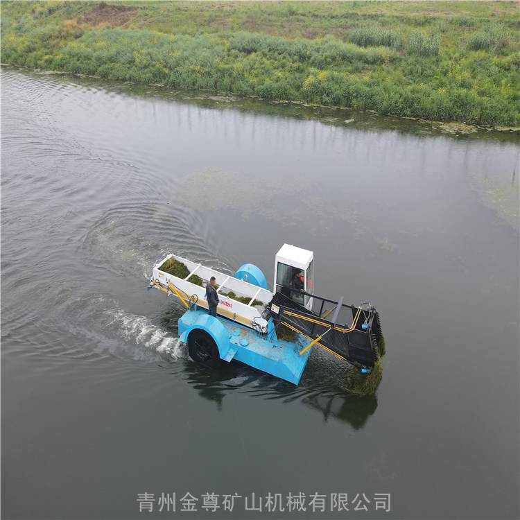 小型半自动割草船 清理水葫芦机械定做 湖面保洁设备价格 全自动水草清理设备