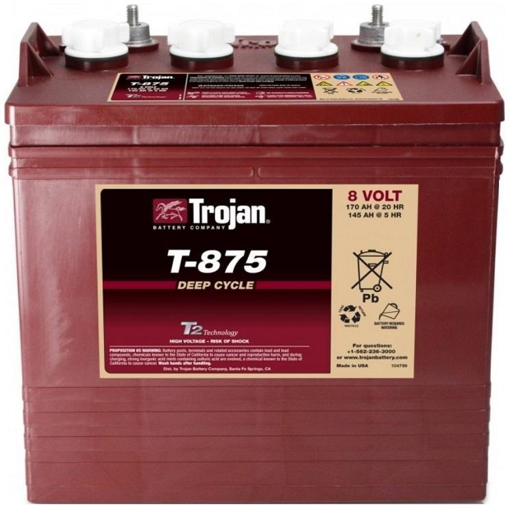 美国Trojan蓄电池T-875  邱健蓄电池8V170AH 升降车清洁车专用电瓶 现货供应