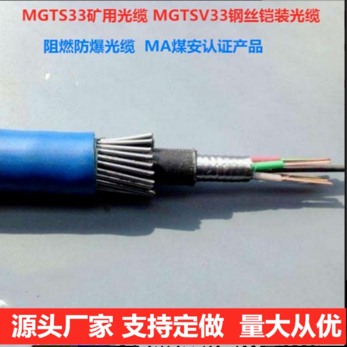 MGTS-48B矿用阻燃光缆 48芯矿用井下单模光缆 天联牌MGTS33铠装光缆图片