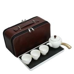 红素高白瓷旅行茶具套装 现代简约便携式户外旅游茶具茶壶茶杯 100套起订不单独零售