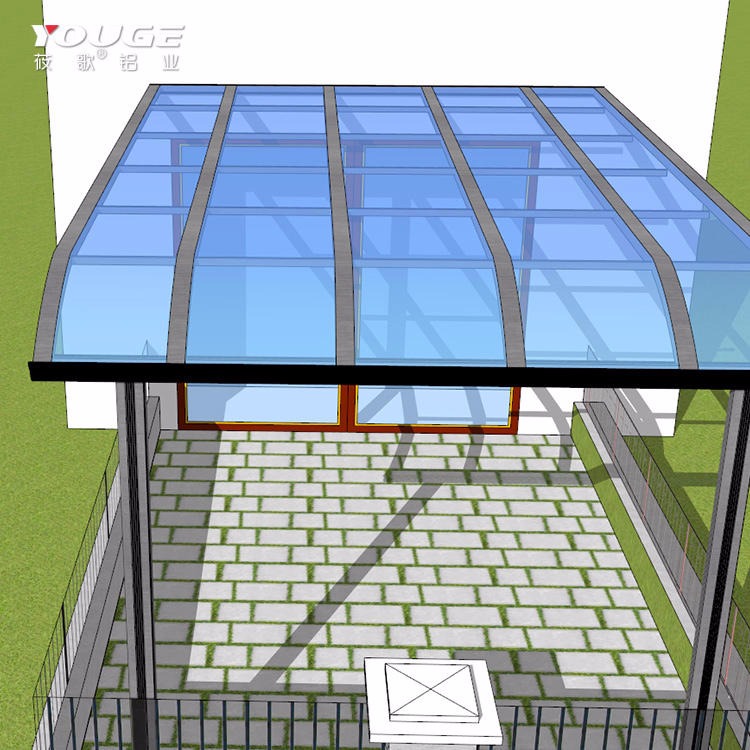 铝合金遮阳棚 透明铝合金雨棚 铝合金遮雨棚 铝合金雨棚 独立排水系统