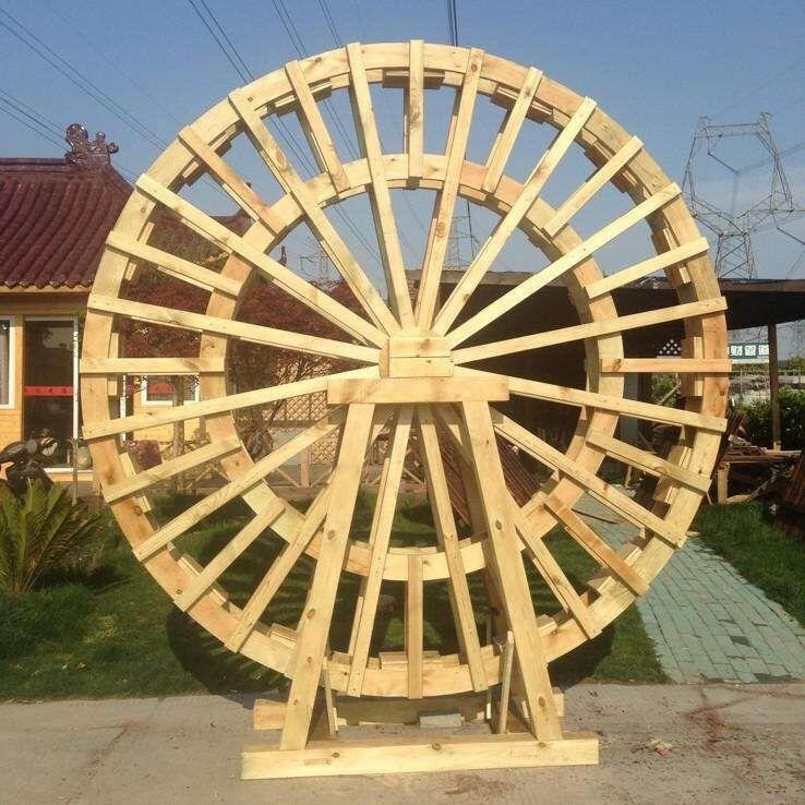 木质水车  济南电动风车 水车  可定制尺寸昌盛 带电机水车