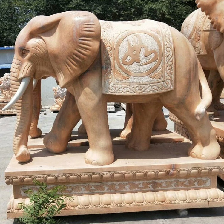 石雕大象 雕刻石雕大象 汉白玉石象门口摆件