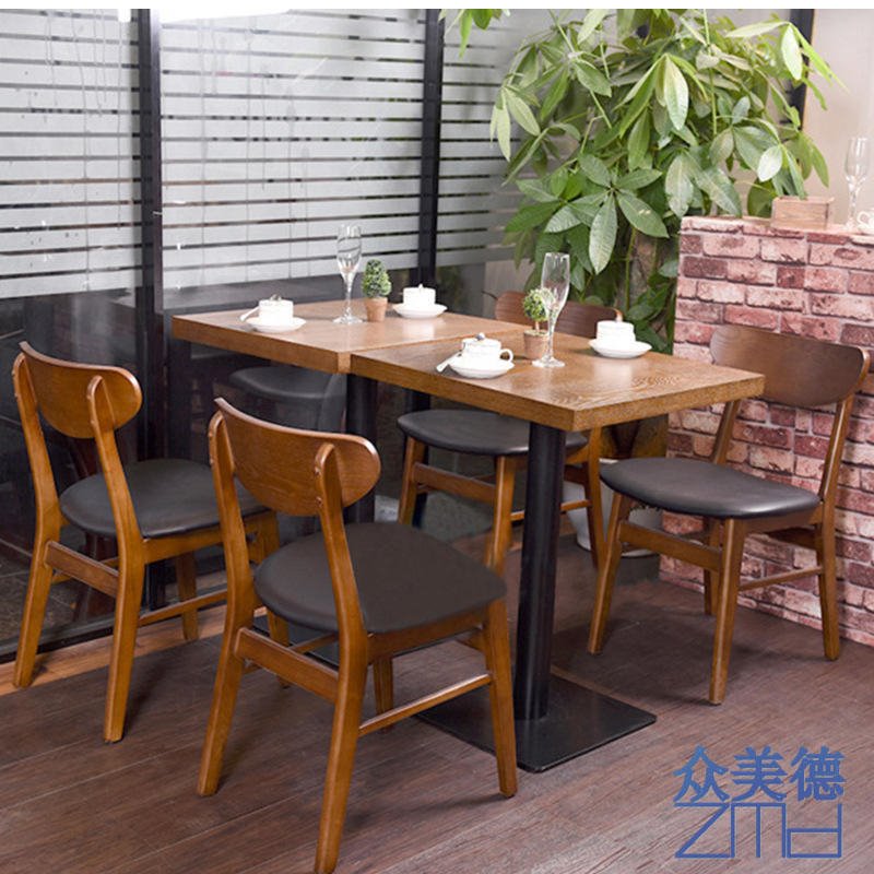 深圳餐厅家具定制 配套实木餐桌餐椅 两人桌 四人桌尺寸来图定制选择众美德家具图片