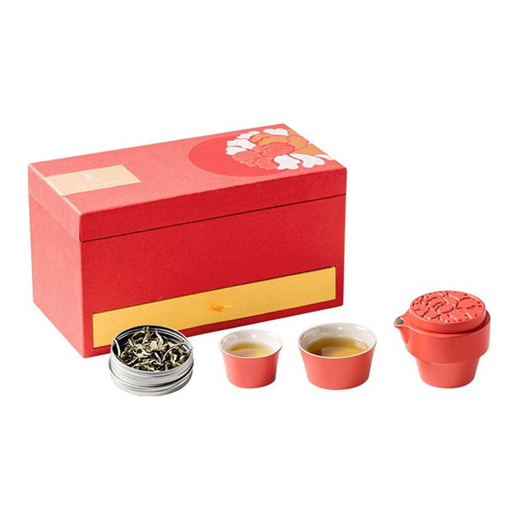 中秋茶具礼盒搭配茶叶 陶瓷茶具加白茶免费设计logo图片