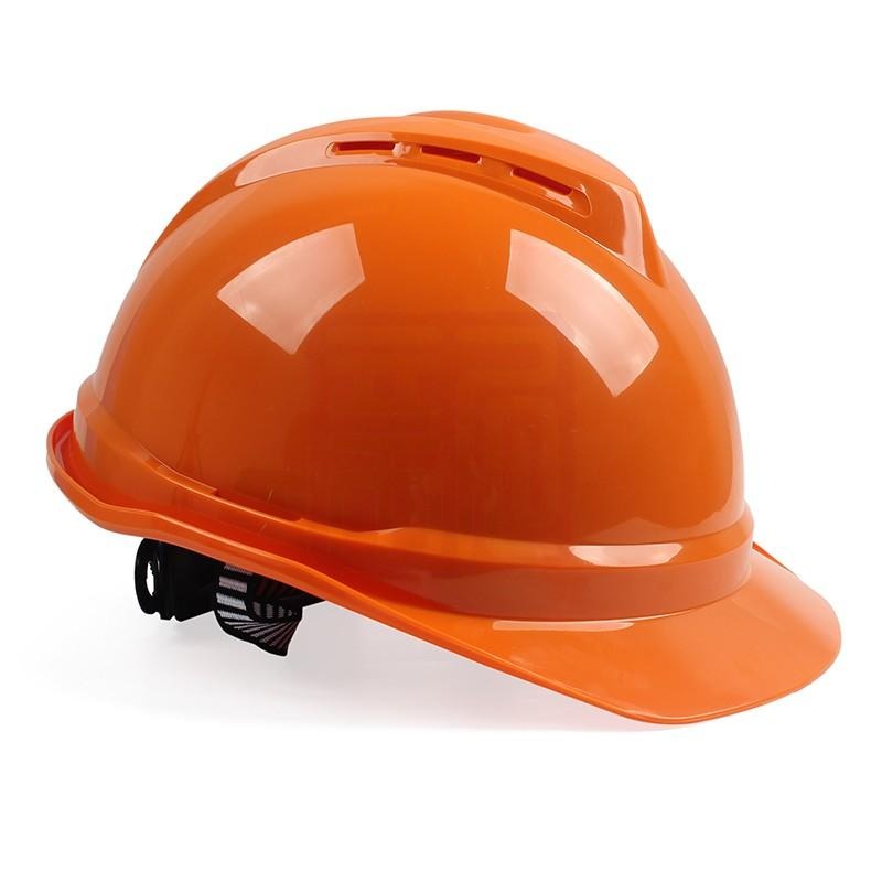梅思安10172478ABS豪华型有孔安全帽橙色ABS带透气孔帽壳超爱戴帽衬灰针织吸汗带D型下颚带2019
