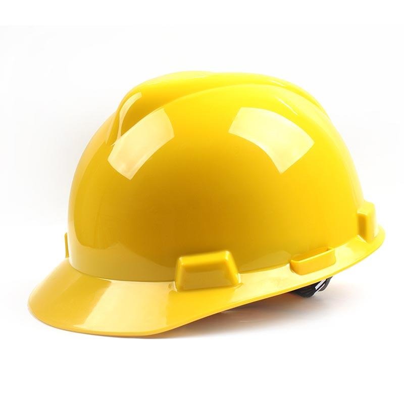 梅思安10179581PE标准型安全帽黄色PE帽壳 超爱戴帽衬PVC吸汗带D型带托下颏带-黄
