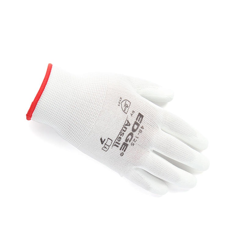 安思尔48-125白色劳保手套 涤纶 PU掌部涂层
