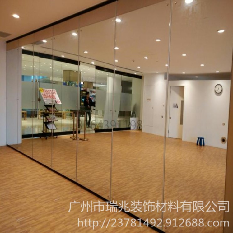 广东本地品牌 舞蹈室镜面玻璃活动隔断 办公室活动屏风 会议室移动隔断 可折叠推拉包房屏风隔断