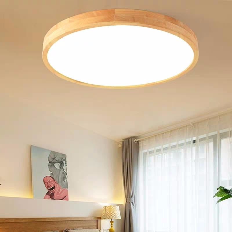 家居照明灯具厂家 批发定制LED现代吸顶灯 客厅卧室简约实木灯 宝益莱照明图片