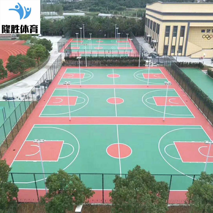 硅PU球场材料施工 环保硅PU篮球场定制 隆胜体育 硅pu篮球场工程