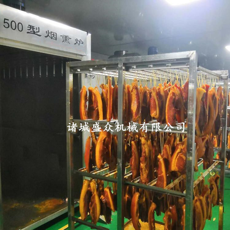 鹿肉烟熏上色设备 腊肉加工全套设备 北京悬挂式烟熏烤鸭蒸箱示例图12